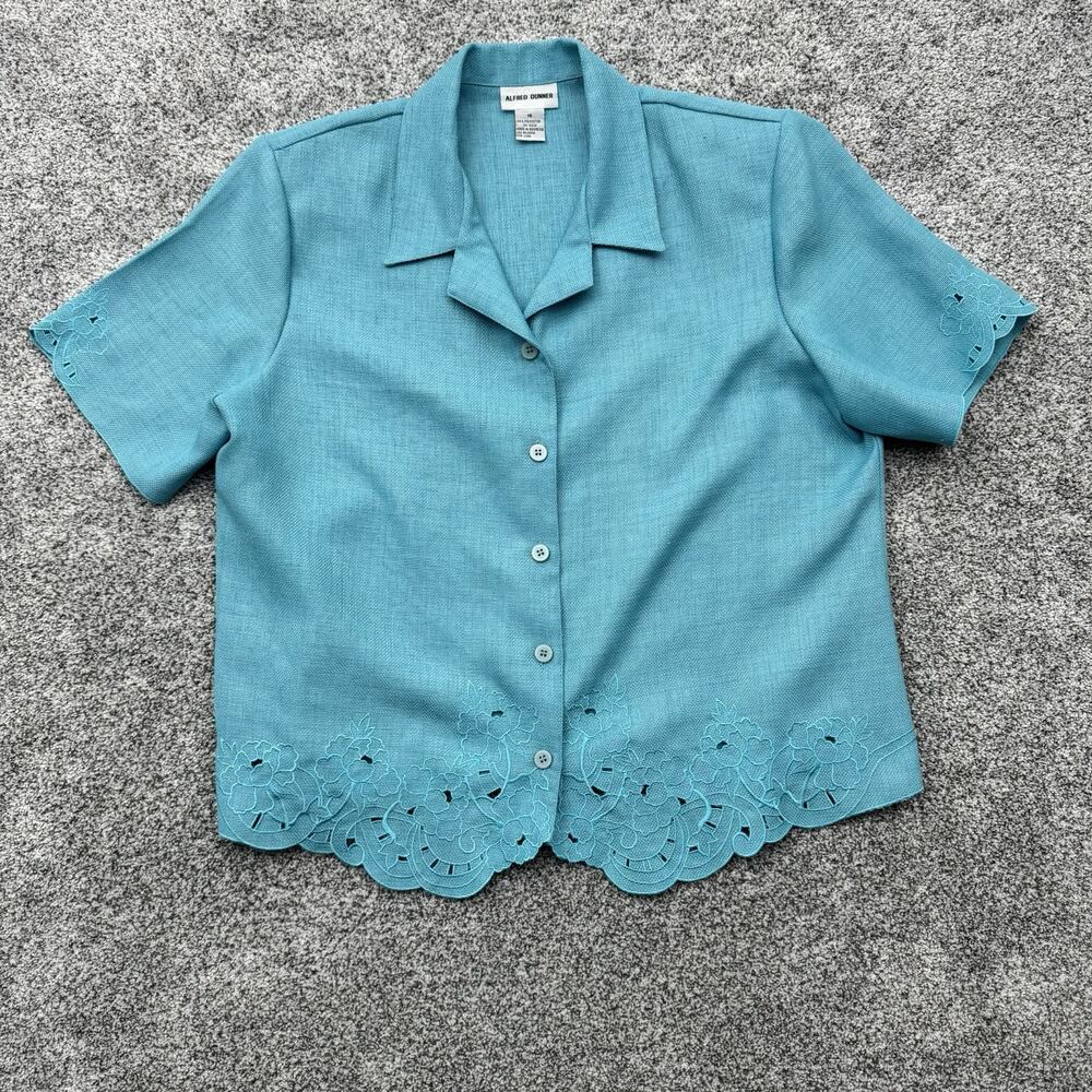 Alfred Dunner Blazer Women 16 Grandmacore Embroidered Scalloped Lace 90s Vintage